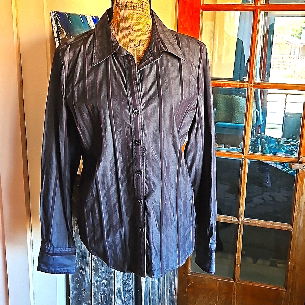 George black dress shirt w/red & white stitching. Size large. Never worn